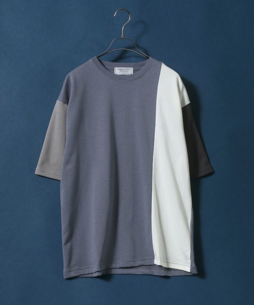 ANPAS(アンパス)の「Cardboard Knit Color Switching Design T-shirt/ダンボールニット 切り替え Tシャツ(Tシャツ/カットソー・メンズ・ホワイト系その他2/ベージュ系その他/ブラック系その他2/ブルー系その他/ホワイト系その他/ブラック系その他・L/LL/M)」の6枚目の写真