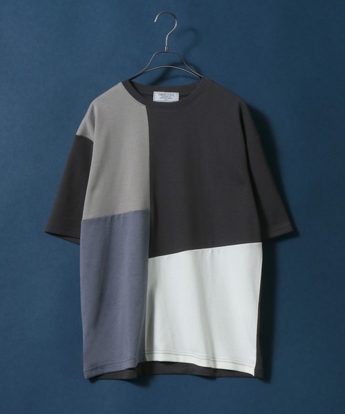 ANPAS(アンパス)の「Cardboard Knit Color Switching Design T-shirt/ダンボールニット 切り替え Tシャツ(Tシャツ/カットソー・メンズ・ホワイト系その他2/ベージュ系その他/ブラック系その他2/ブルー系その他/ホワイト系その他/ブラック系その他・L/LL/M)」の5枚目の写真