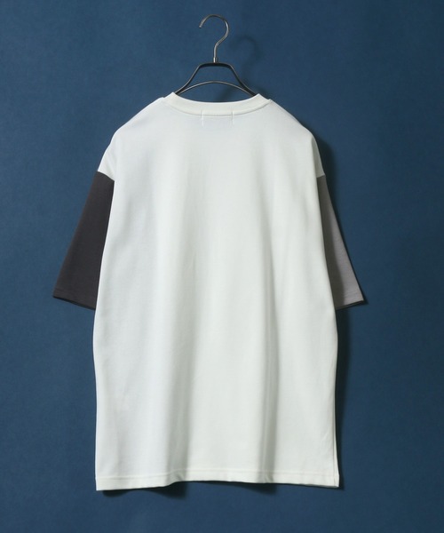 ANPAS(アンパス)の「Cardboard Knit Color Switching Design T-shirt/ダンボールニット 切り替え Tシャツ(Tシャツ/カットソー・メンズ・ホワイト系その他2/ベージュ系その他/ブラック系その他2/ブルー系その他/ホワイト系その他/ブラック系その他・L/LL/M)」の9枚目の写真