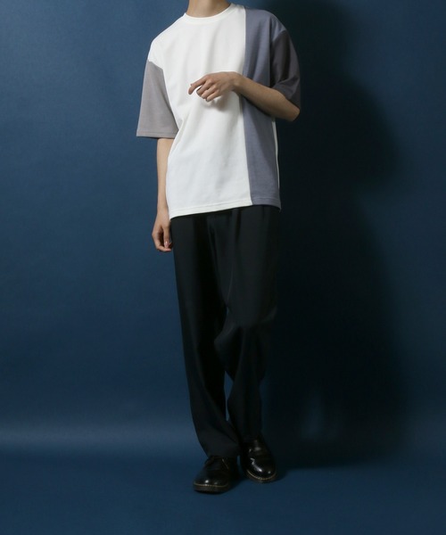 ANPAS(アンパス)の「Cardboard Knit Color Switching Design T-shirt/ダンボールニット 切り替え Tシャツ(Tシャツ/カットソー・メンズ・ホワイト系その他2/ベージュ系その他/ブラック系その他2/ブルー系その他/ホワイト系その他/ブラック系その他・L/LL/M)」の21枚目の写真