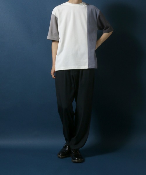 ANPAS(アンパス)の「Cardboard Knit Color Switching Design T-shirt/ダンボールニット 切り替え Tシャツ(Tシャツ/カットソー・メンズ・ホワイト系その他2/ベージュ系その他/ブラック系その他2/ブルー系その他/ホワイト系その他/ブラック系その他・L/LL/M)」の22枚目の写真
