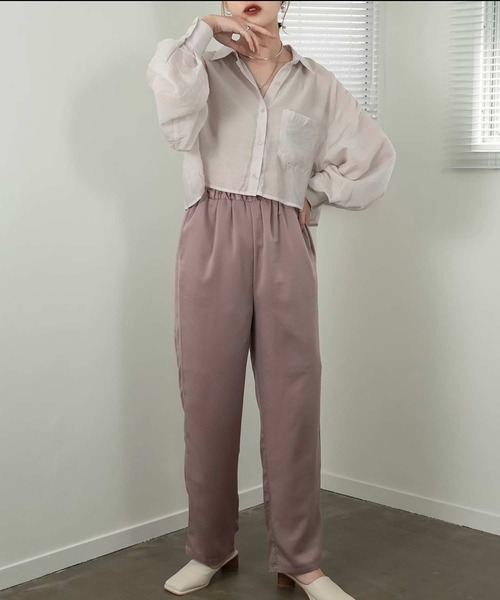 Amiur（エミレ）の「sheer cropped shirt（シャツ/ブラウス・レディース・グレイッシュベージュ/ホワイト/ブラック/ピンク・FREE）」の20枚目の写真