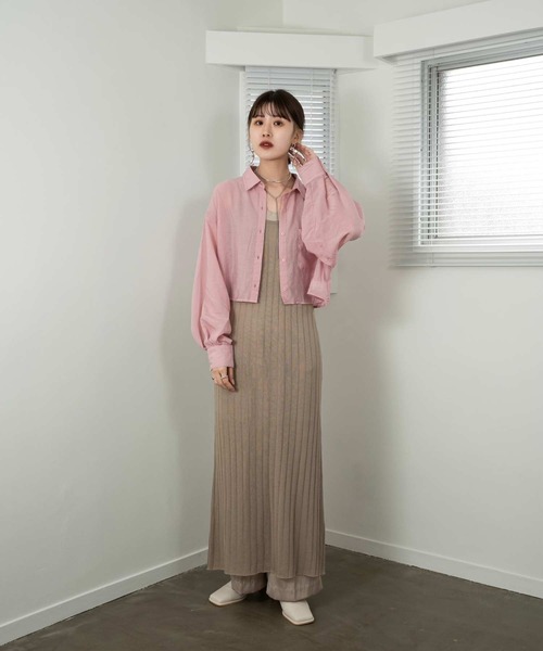 Amiur（エミレ）の「sheer cropped shirt（シャツ/ブラウス・レディース・グレイッシュベージュ/ホワイト/ブラック/ピンク・FREE）」の12枚目の写真