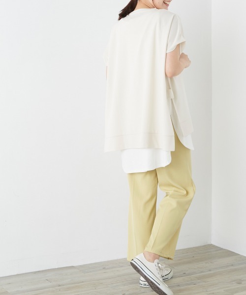 OMNES（オムネス）の「梨地サイドスリットセットフレンチスリーブプルオーバー（その他トップス・レディース・オレンジ/ホワイト/ブラック/ベージュ・FREE）」の8枚目の写真