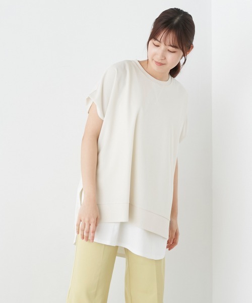 OMNES（オムネス）の「梨地サイドスリットセットフレンチスリーブプルオーバー（その他トップス・レディース・オレンジ/ホワイト/ブラック/ベージュ・FREE）」の9枚目の写真