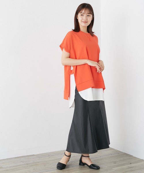 OMNES（オムネス）の「梨地サイドスリットセットフレンチスリーブプルオーバー（その他トップス・レディース・オレンジ/ホワイト/ブラック/ベージュ・FREE）」の10枚目の写真