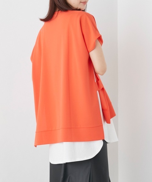 OMNES（オムネス）の「梨地サイドスリットセットフレンチスリーブプルオーバー（その他トップス・レディース・オレンジ/ホワイト/ブラック/ベージュ・FREE）」の11枚目の写真