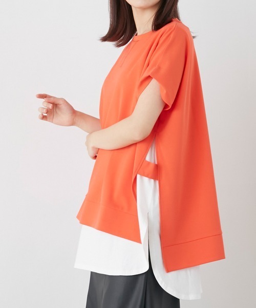 OMNES（オムネス）の「梨地サイドスリットセットフレンチスリーブプルオーバー（その他トップス・レディース・オレンジ/ホワイト/ブラック/ベージュ・FREE）」の13枚目の写真