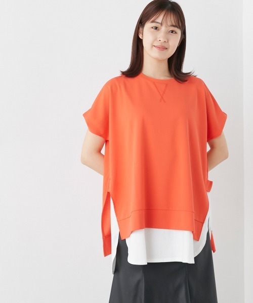 OMNES（オムネス）の「梨地サイドスリットセットフレンチスリーブプルオーバー（その他トップス・レディース・オレンジ/ホワイト/ブラック/ベージュ・FREE）」の14枚目の写真