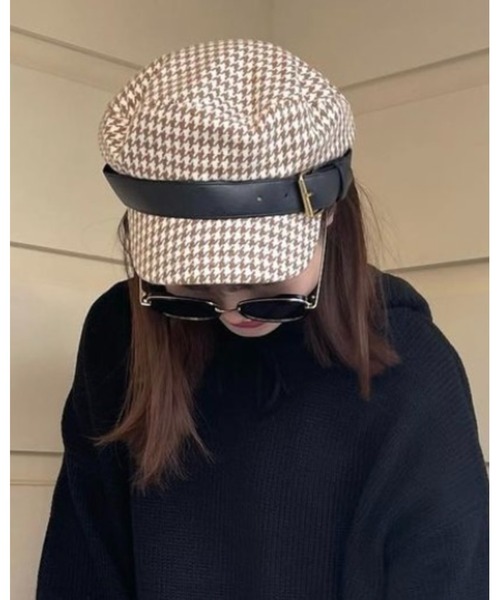 epine(エピヌ)の「leather belt check casquette(キャスケット・レディース・ベージュ・FREE)」の5枚目の写真