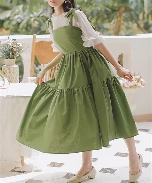 Areeam 配色リボンティアードワンピース Areeam｜配色リボンティアードワンピース | Rakuten Fashion