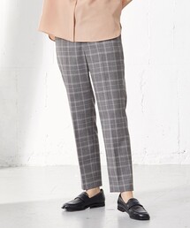 【洗える】杢チェック テーパード パンツ