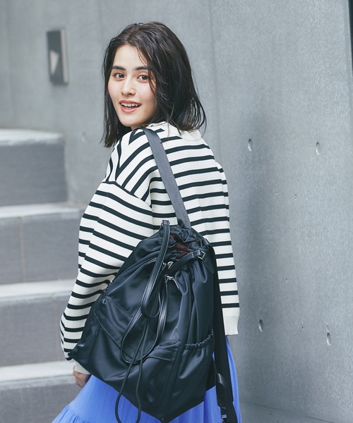 un dix cors(アンディコール)の「デイリー使い出来る リュックトートバッグ(バックパック/リュック・レディース・ブラック/ベージュ・FREE)」の3枚目の写真