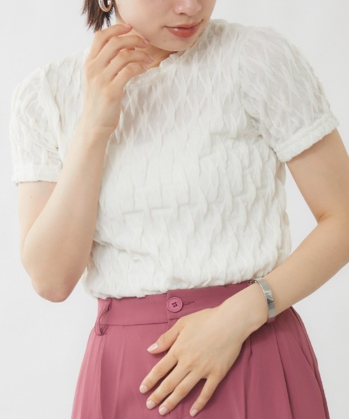 mebole(メボレ)の「ダイヤデザイン半袖トップス(Tシャツ/カットソー・レディース・ホワイト/ブラック・FREE)」の17枚目の写真