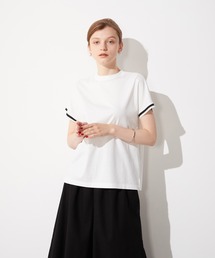 袖レースモックネックTシャツ