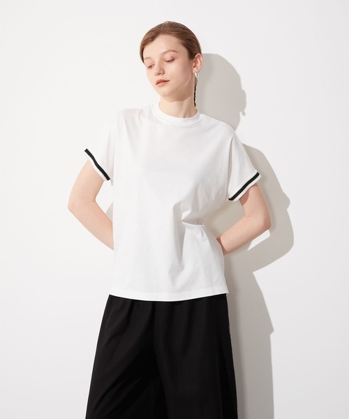 LE SOUK HOLIDAY(ルスークホリデー)の「袖レースモックネックTシャツ(Tシャツ/カットソー・レディース・ブラック/オフホワイト・M/L)」の3枚目の写真