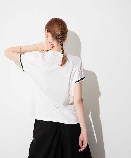 LE SOUK HOLIDAY(ルスークホリデー)の「袖レースモックネックTシャツ(Tシャツ/カットソー・レディース・ブラック/オフホワイト・M/L)」の6枚目の写真