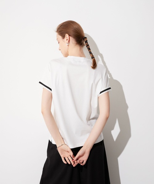 LE SOUK HOLIDAY(ルスークホリデー)の「袖レースモックネックTシャツ(Tシャツ/カットソー・レディース・ブラック/オフホワイト・M/L)」の7枚目の写真