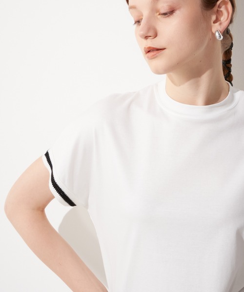 LE SOUK HOLIDAY(ルスークホリデー)の「袖レースモックネックTシャツ(Tシャツ/カットソー・レディース・ブラック/オフホワイト・M/L)」の8枚目の写真