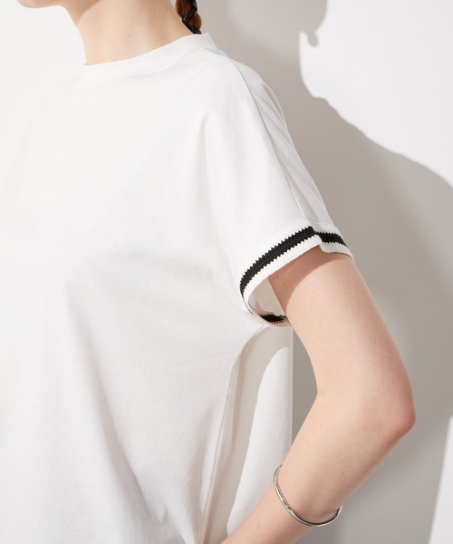 LE SOUK HOLIDAY(ルスークホリデー)の「袖レースモックネックTシャツ(Tシャツ/カットソー・レディース・ブラック/オフホワイト・M/L)」の9枚目の写真