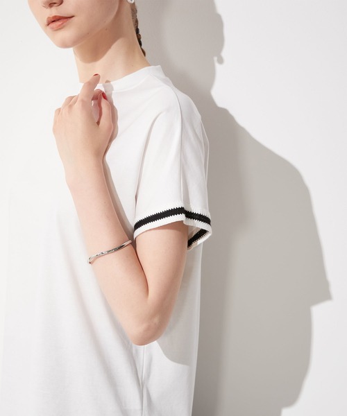 LE SOUK HOLIDAY(ルスークホリデー)の「袖レースモックネックTシャツ(Tシャツ/カットソー・レディース・ブラック/オフホワイト・M/L)」の10枚目の写真