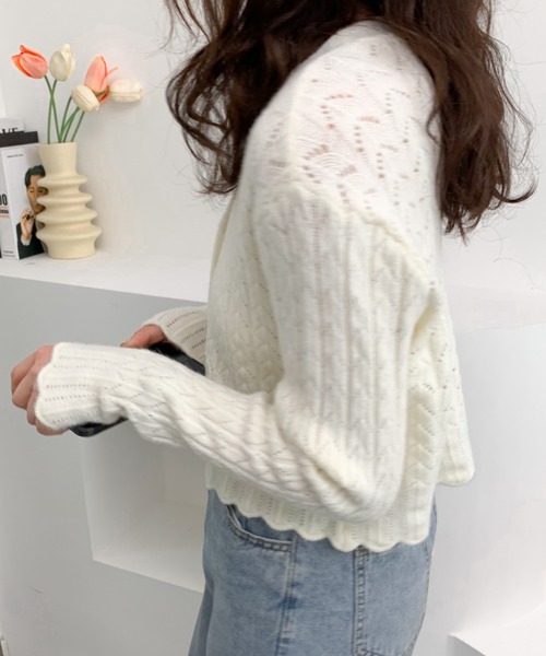 ABITOKYO(アビトーキョー)の「Vネック ショートカーディガン(カーディガン/ボレロ・レディース・ライトブルー/パープル/イエロー/ホワイト・FREE)」の14枚目の写真