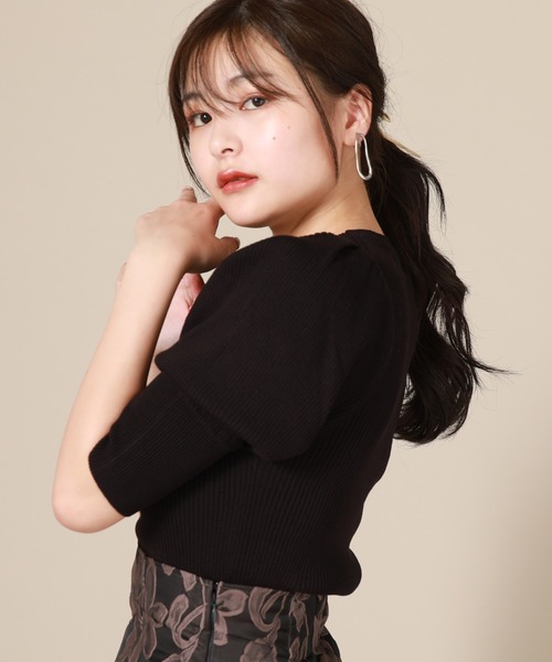 Cheek(チーク)の「ボリュームスリーブニットプルオーバー(ニット/セーター・レディース・ブラック/アイボリー/モカ・MEDIUM)」の20枚目の写真