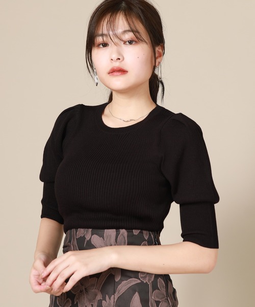 Cheek(チーク)の「ボリュームスリーブニットプルオーバー(ニット/セーター・レディース・ブラック/アイボリー/モカ・MEDIUM)」の21枚目の写真