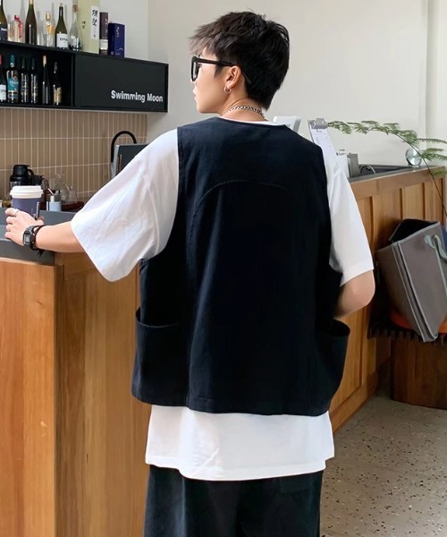 MGV（エムジーヴィー）の「ストリートベスト＆ワイドスラックスセットアップ（セットアップ・メンズ・ブラック/ベージュ・MEDIUM/LARGE/X-LARGE）」の6枚目の写真