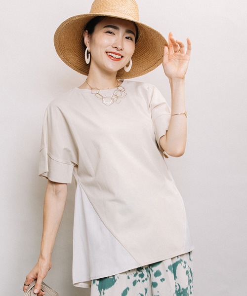 ELVENCE DEUX（エルベンスドゥ）の「イソザイキリカエTN（Tシャツ/カットソー・レディース・ブラック/ベージュ/オリーブ・FREE）」の2枚目の写真