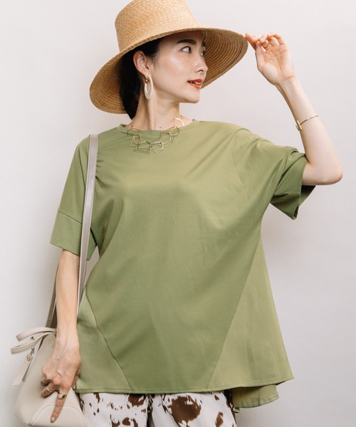 ELVENCE DEUX（エルベンスドゥ）の「イソザイキリカエTN（Tシャツ/カットソー・レディース・ブラック/ベージュ/オリーブ・FREE）」の3枚目の写真