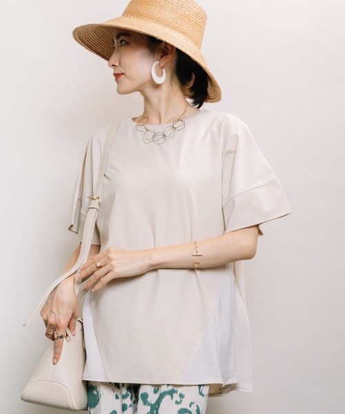 ELVENCE DEUX（エルベンスドゥ）の「イソザイキリカエTN（Tシャツ/カットソー・レディース・ブラック/ベージュ/オリーブ・FREE）」の10枚目の写真