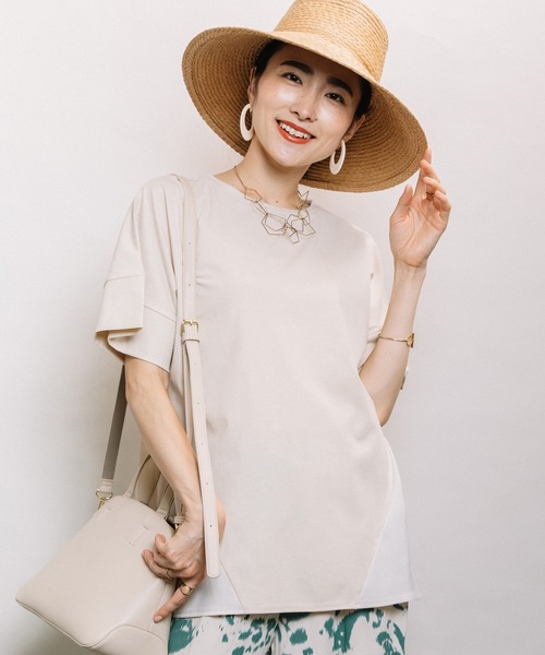 ELVENCE DEUX（エルベンスドゥ）の「イソザイキリカエTN（Tシャツ/カットソー・レディース・ブラック/ベージュ/オリーブ・FREE）」の11枚目の写真