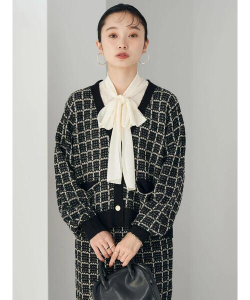 earth music&ecology（アースミュージックアンドエコロジー）の「ニットツイードカーディガン（カーディガン/ボレロ・レディース・ブラック/サックスブルー・FREE）」の15枚目の写真