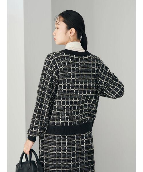 earth music&ecology（アースミュージックアンドエコロジー）の「ニットツイードカーディガン（カーディガン/ボレロ・レディース・ブラック/サックスブルー・FREE）」の18枚目の写真