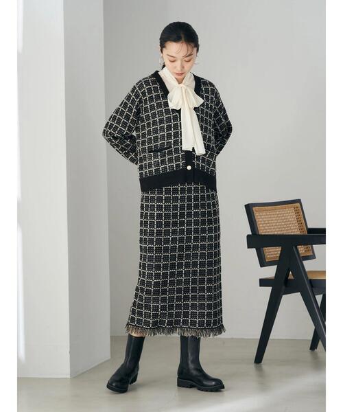 earth music&ecology（アースミュージックアンドエコロジー）の「ニットツイードカーディガン（カーディガン/ボレロ・レディース・ブラック/サックスブルー・FREE）」の20枚目の写真