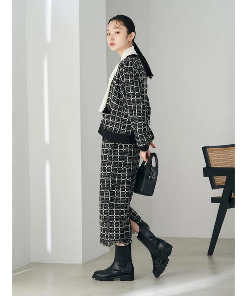 earth music&ecology（アースミュージックアンドエコロジー）の「ニットツイードカーディガン（カーディガン/ボレロ・レディース・ブラック/サックスブルー・FREE）」の21枚目の写真