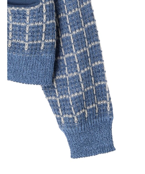 earth music&ecology（アースミュージックアンドエコロジー）の「ニットツイードカーディガン（カーディガン/ボレロ・レディース・ブラック/サックスブルー・FREE）」の8枚目の写真