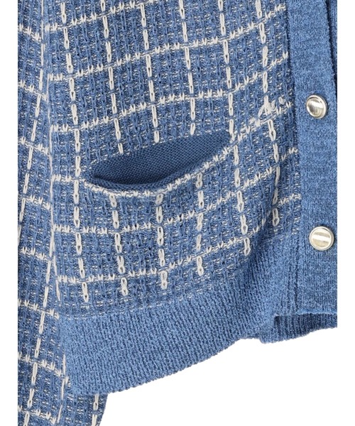 earth music&ecology（アースミュージックアンドエコロジー）の「ニットツイードカーディガン（カーディガン/ボレロ・レディース・ブラック/サックスブルー・FREE）」の9枚目の写真