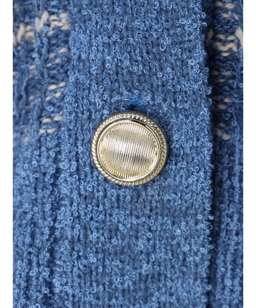 earth music&ecology（アースミュージックアンドエコロジー）の「ニットツイードカーディガン（カーディガン/ボレロ・レディース・ブラック/サックスブルー・FREE）」の4枚目の写真