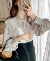 classicalelf | ロマンティックムードに魅せられて。取り外し可！3wayコード刺繍ビッグカラーブラウス(シャツ/ブラウス)