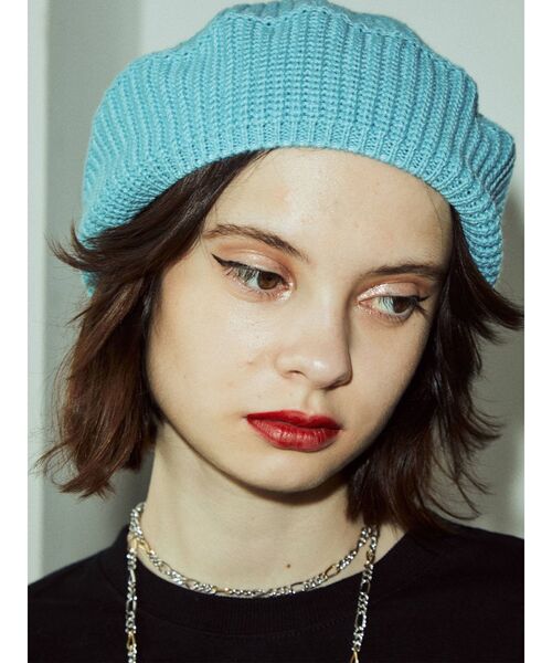 jouetie（ジュエティ）の「カラーニットベレー（ハンチング/ベレー帽・レディース・イエロー/ブルー/ピンク/ブラック・FREE）」の3枚目の写真