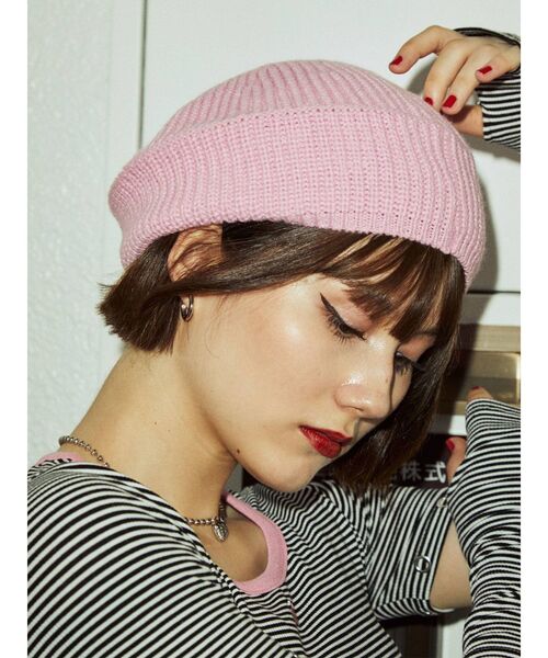 jouetie（ジュエティ）の「カラーニットベレー（ハンチング/ベレー帽・レディース・イエロー/ブルー/ピンク/ブラック・FREE）」の17枚目の写真