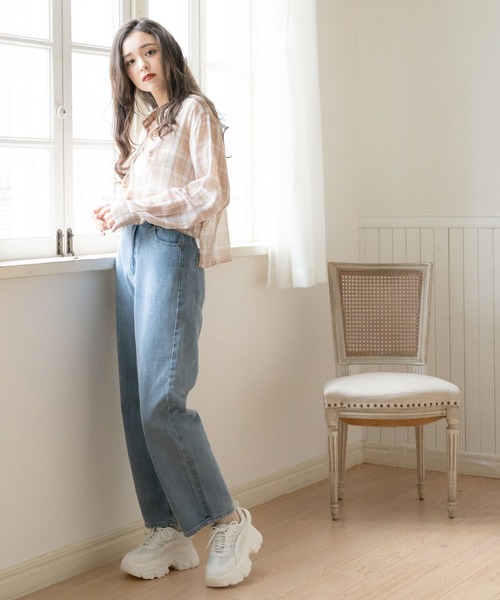 DearMyLoveRose(ディアマイラブローズ)の「シアーチェックショートシャツ(シャツ/ブラウス・レディース・ブラック/ベージュ・M-L/LL~3L)」の21枚目の写真