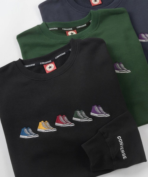 CONVERSE（コンバース）の「【CONVERSE/コンバース】5シューズ刺繍 リンガー＆袖切替え スウェット/クルーネック トレーナー/ ビッグシルエット（スウェット・メンズ・チャコールグレー/アッシュグレー/ブラック/ブルー系その他/ネイビー/ベージュ/グリーン/クリーム・M/L/XL）」の13枚目の写真