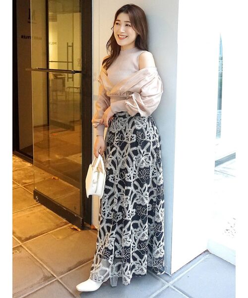 MERCURYDUO（マーキュリーデュオ）の「異素材ドッキングロングスリーブニット（ニット/セーター・レディース・アイボリー/ベビーピンク/ネイビー・FREE）」の16枚目の写真