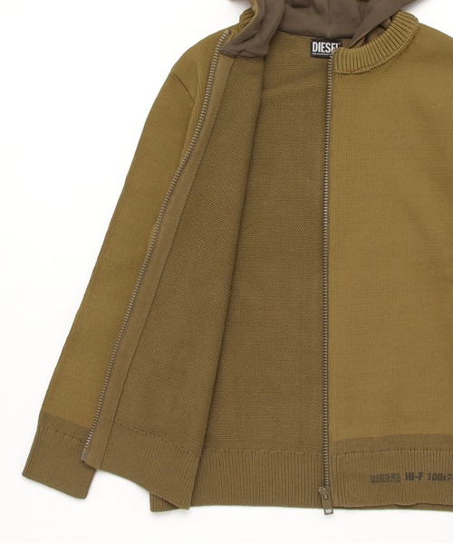 DIESEL(ディーゼル)の「メンズ パーカー ジップアップ(ニット/セーター・メンズ・ベージュ/カーキ・SMALL/MEDIUM/LARGE/X-LARGE)」の9枚目の写真
