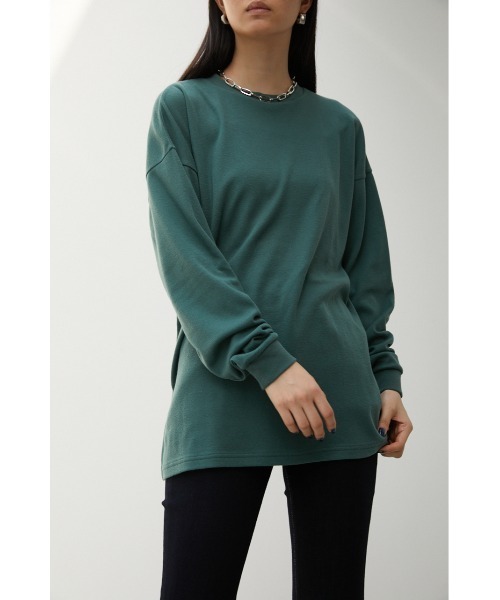 AZUL by moussy（アズールバイマウジー）の「BASIC TOUGH NECK LONG SLEEVE T/ベーシックタフネックロングスリーブTシャツ（Tシャツ/カットソー・レディース・ベージュ/ホワイト/ダークグリーン/ブラック・SMALL/MEDIUM）」の4枚目の写真