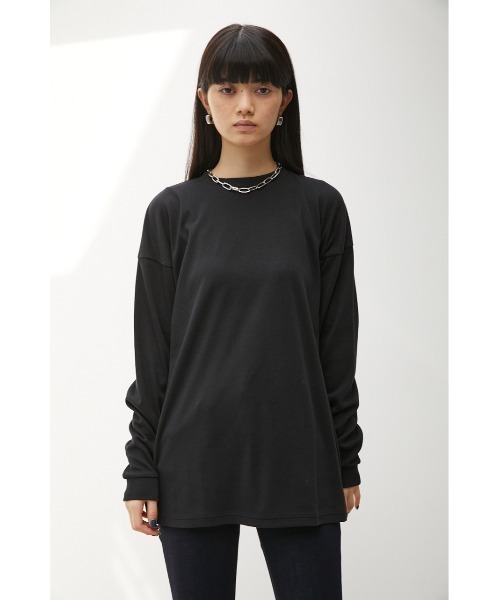 AZUL by moussy（アズールバイマウジー）の「BASIC TOUGH NECK LONG SLEEVE T/ベーシックタフネックロングスリーブTシャツ（Tシャツ/カットソー・レディース・ベージュ/ホワイト/ダークグリーン/ブラック・SMALL/MEDIUM）」の17枚目の写真