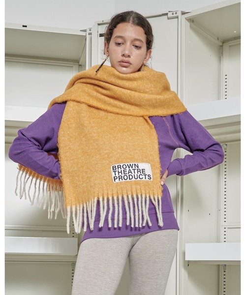 THEATRE PRODUCTS(シアタープロダクツ)の「ブラウンネームストール(ストール/ショール・レディース・ブラック/ベージュ/グリーン/ブルー/イエロー・FREE)」の5枚目の写真